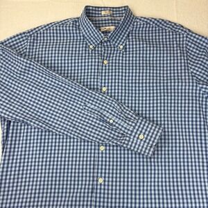 Peter Millar Shirt Men XL  Blue Check Long Sleeve 100% Cotton Button Down Preppy